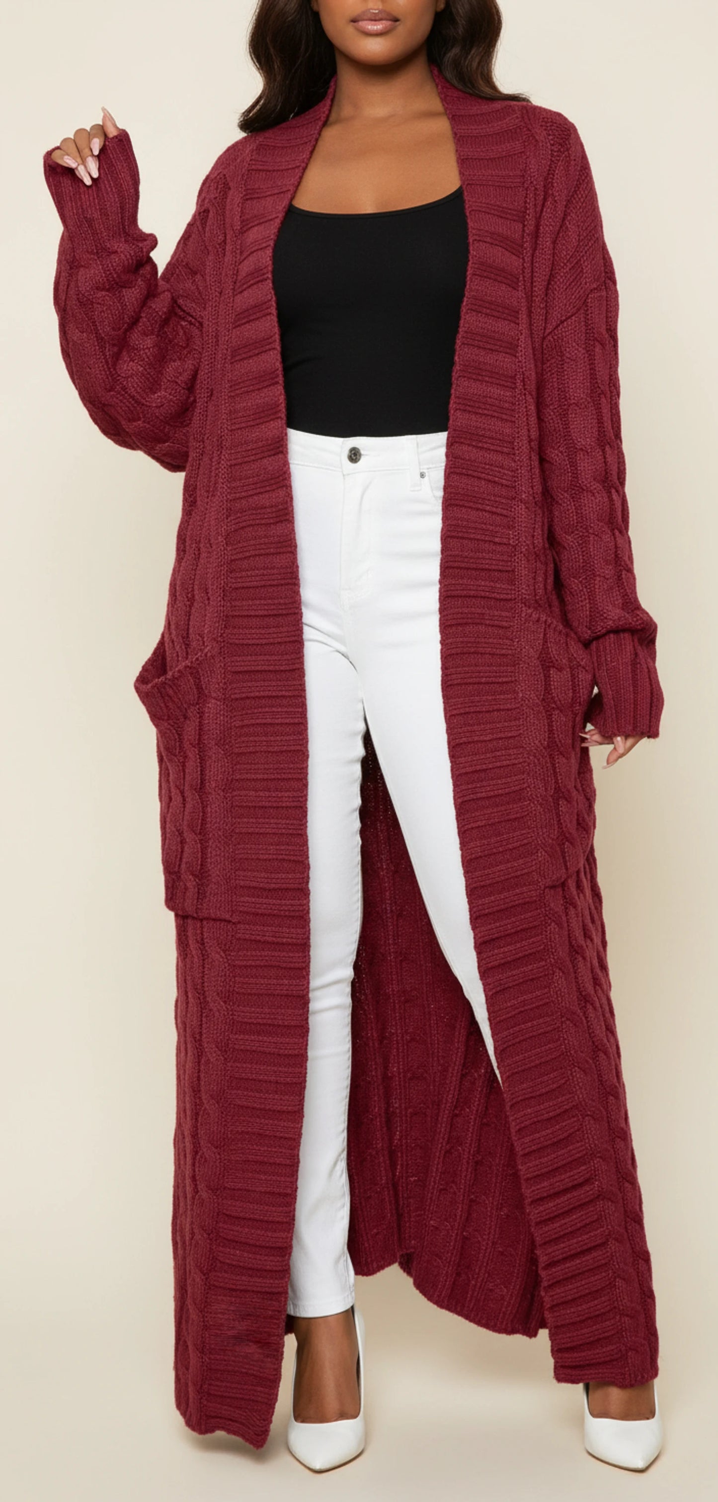 Women's Open Front Long Cardigan
