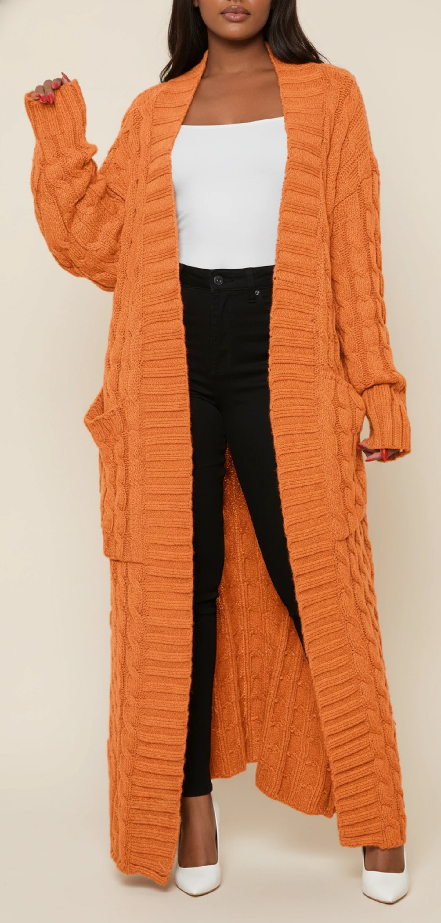 Women's Open Front Long Cardigan