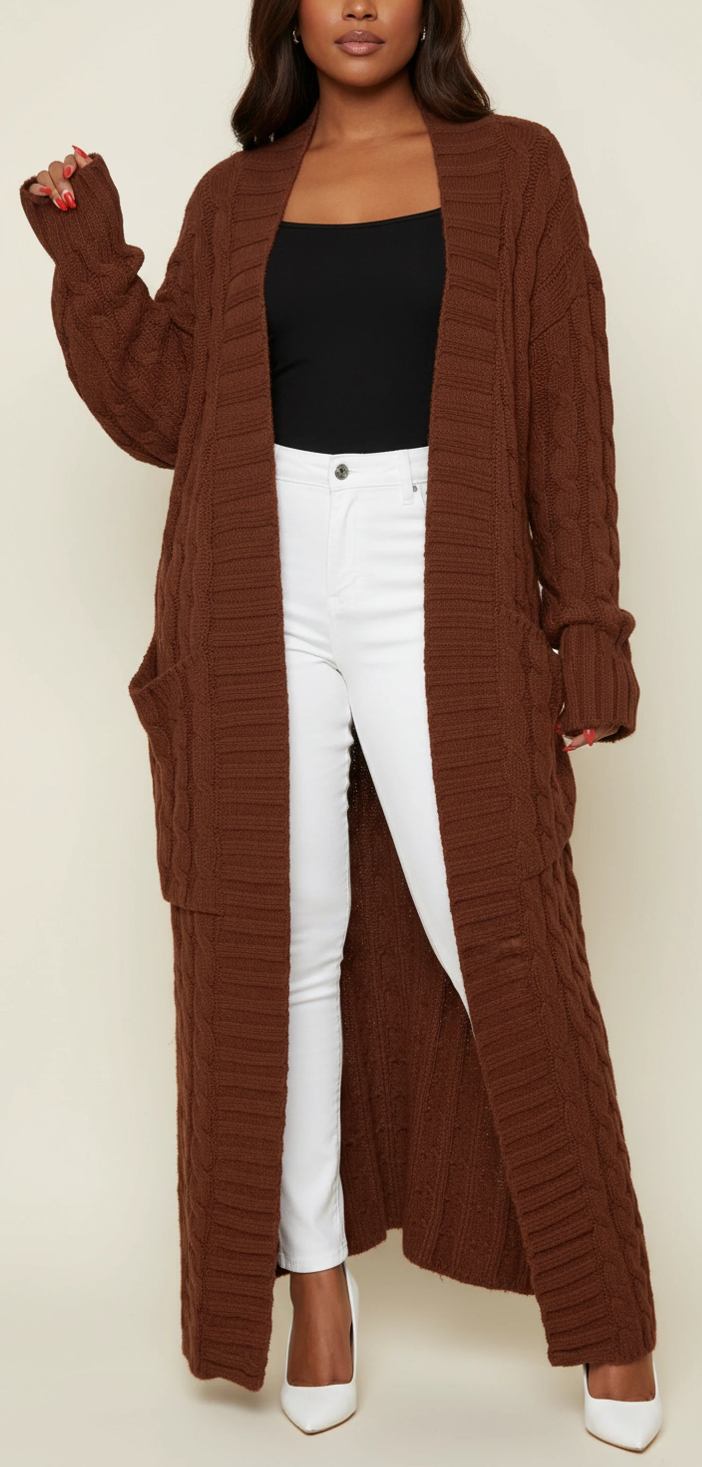 Women's Open Front Long Cardigan