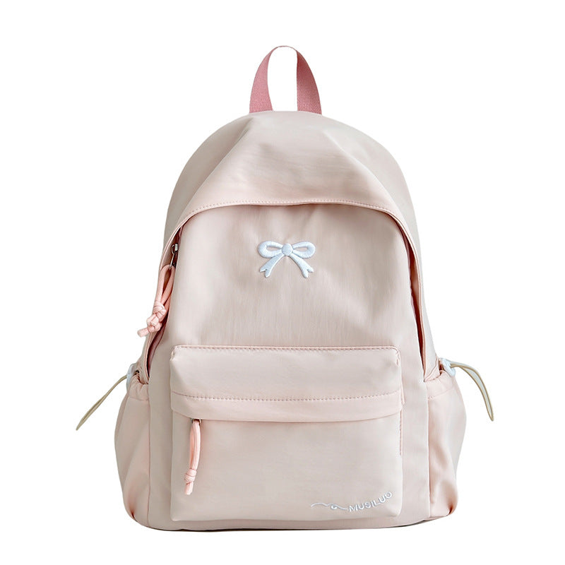 Casual Bow-Embossed School Backpack