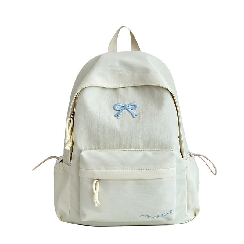 Casual Bow-Embossed School Backpack