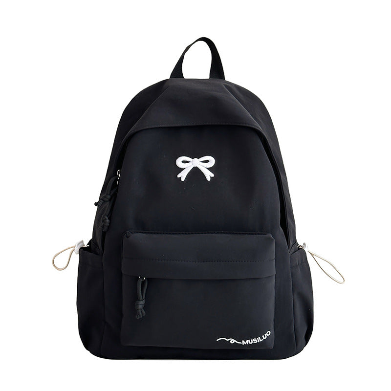 Casual Bow-Embossed School Backpack