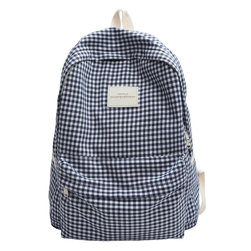 Casual Checked School Backpack