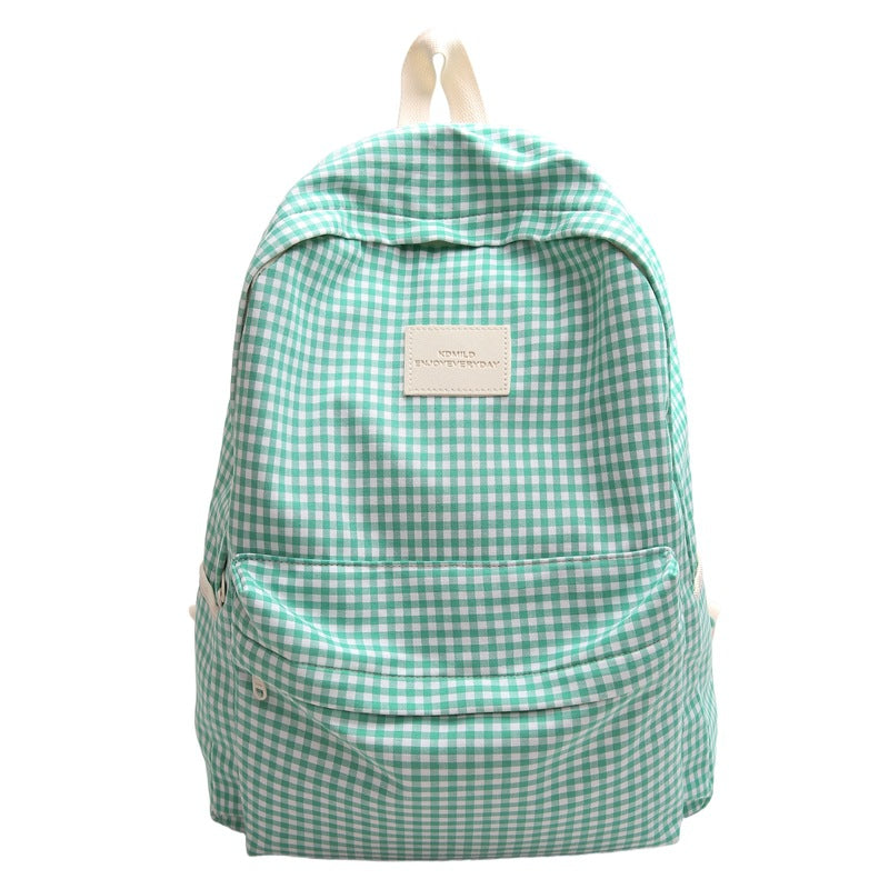 Casual Checked School Backpack