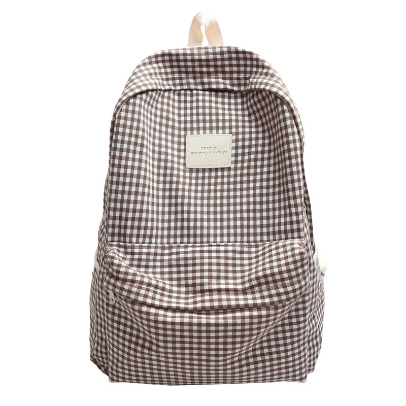 Casual Checked School Backpack
