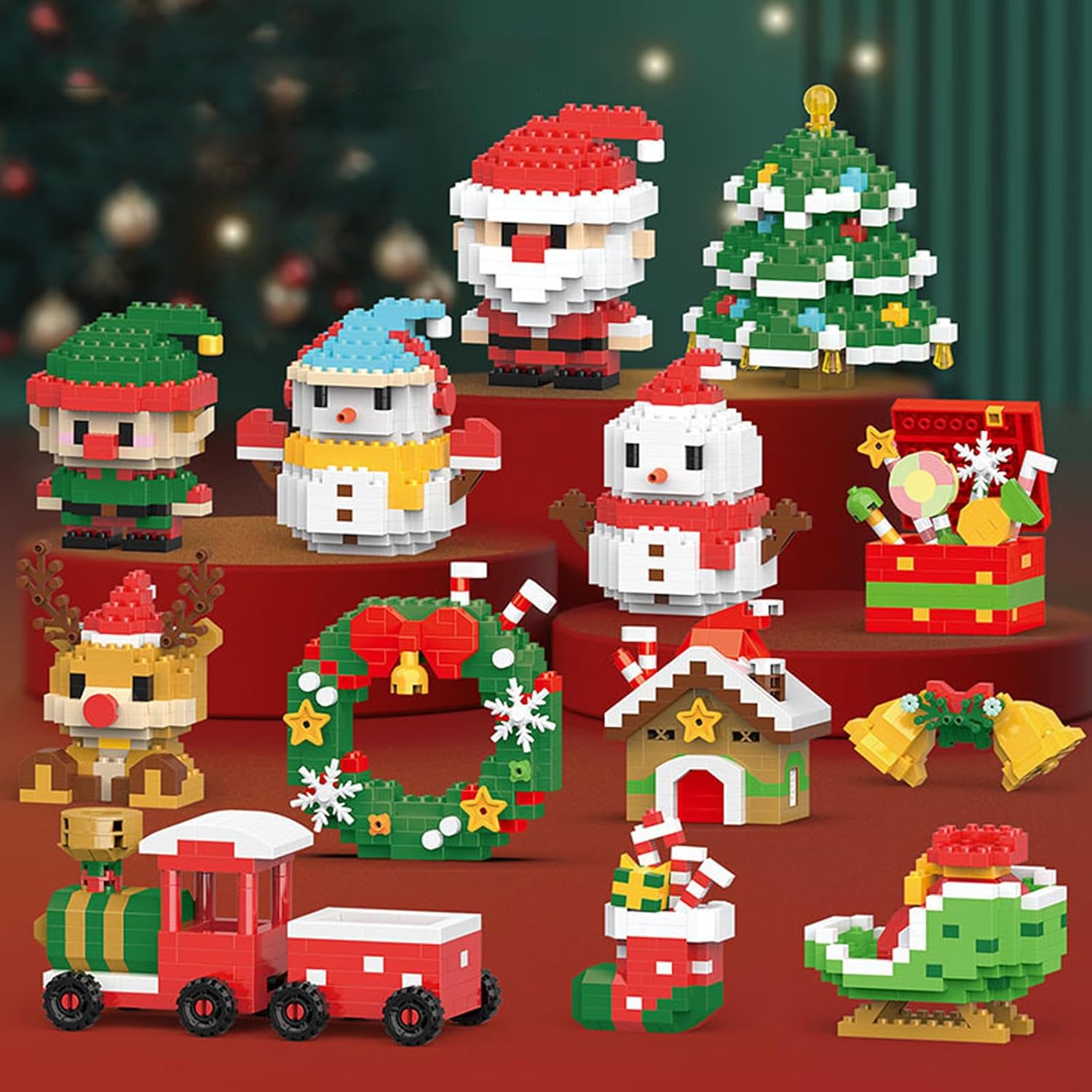 Christmas Building Block Set with 12 Figures for the Whole Family