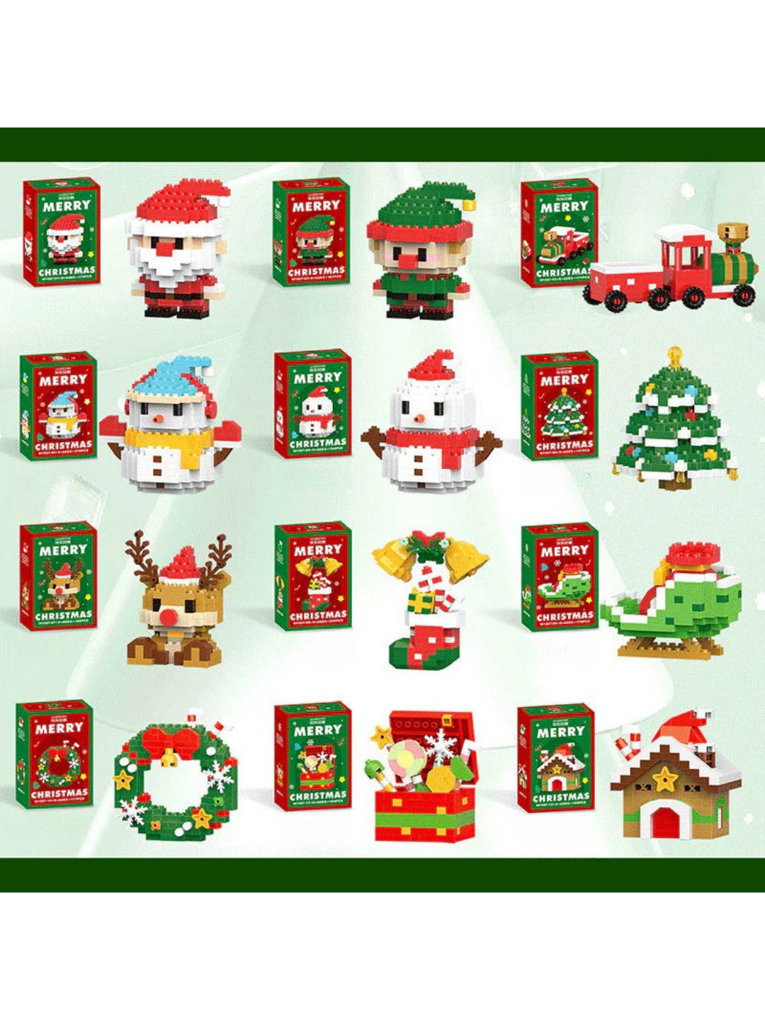 Christmas Building Block Set with 12 Figures for the Whole Family