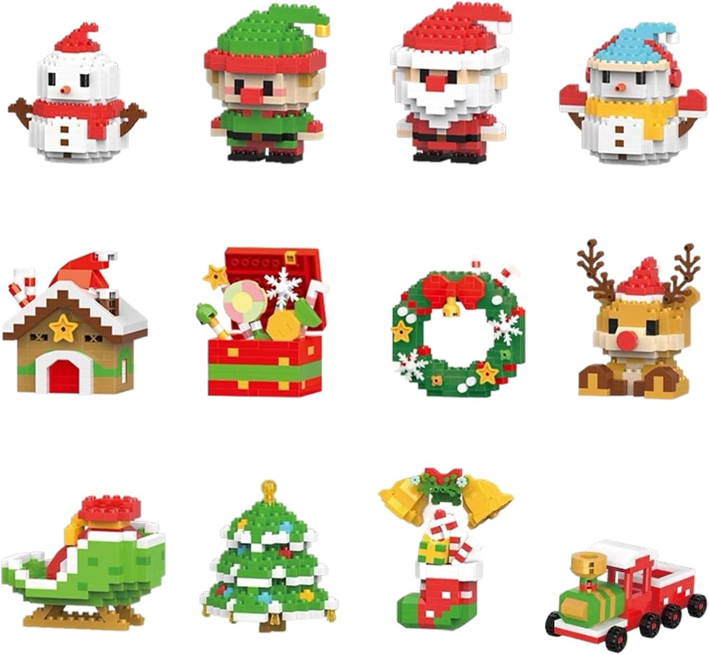 Christmas Building Block Set with 12 Figures for the Whole Family
