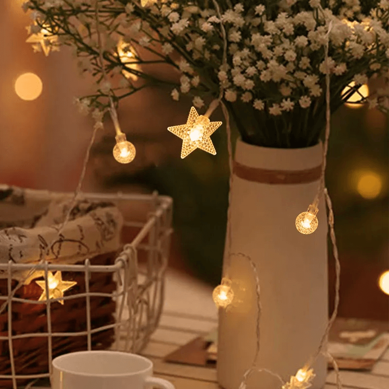 Christmas-Themed LED String Lights, Christmas Fairy Lights - Snowflakes, Reindeer, Star, Christmas Tree