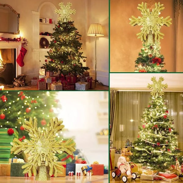 Christmas Tree Topper with LED Snowflake Projector Light