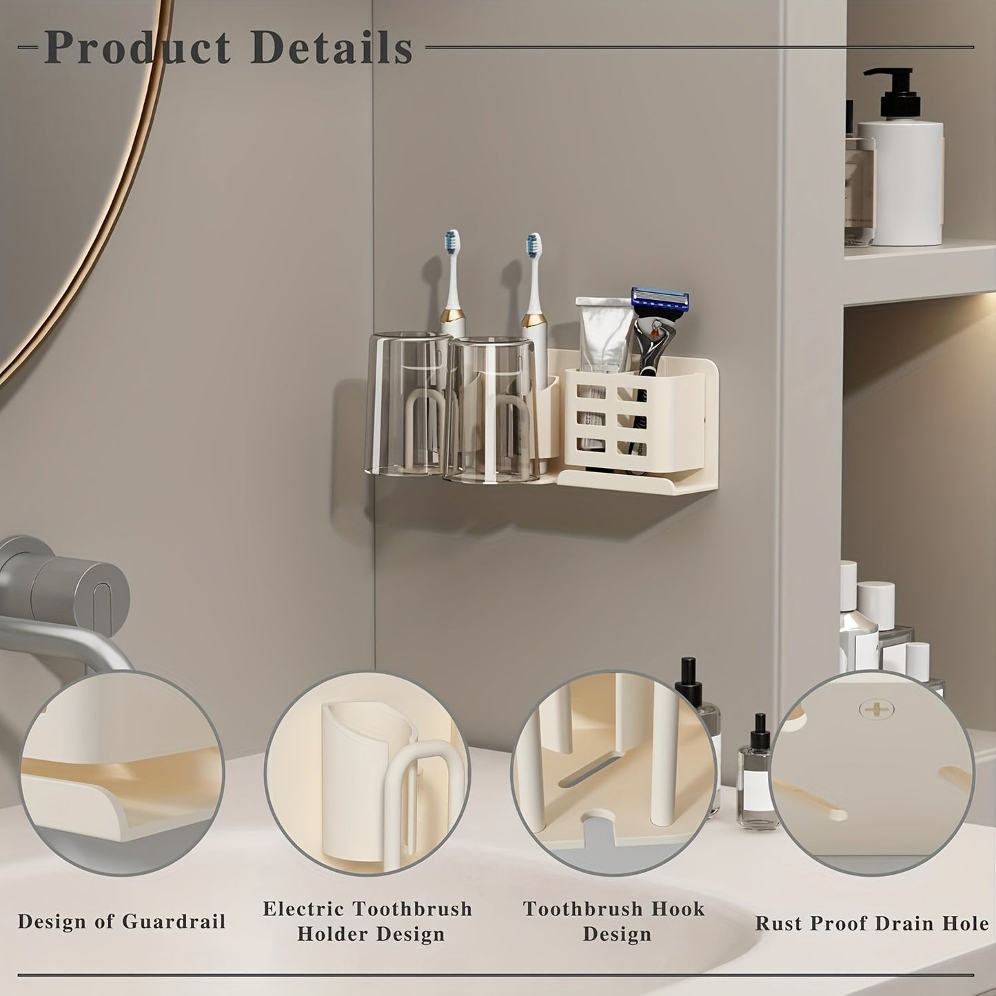Closora | BristleHub Wall-Mounted Electric Toothbrush Holder – Aluminum Bathroom Organizer with Drainage Holes