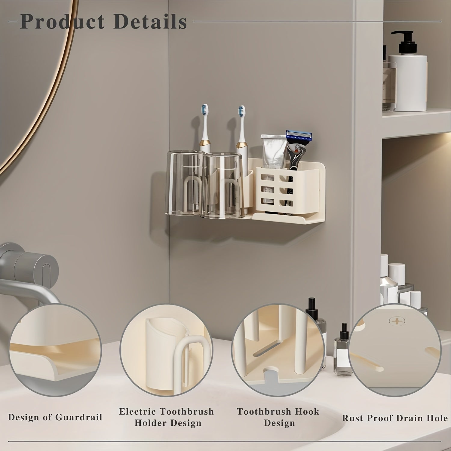 Closora | BristleHub Wall-Mounted Electric Toothbrush Holder – Aluminum Bathroom Organizer with Drainage Holes