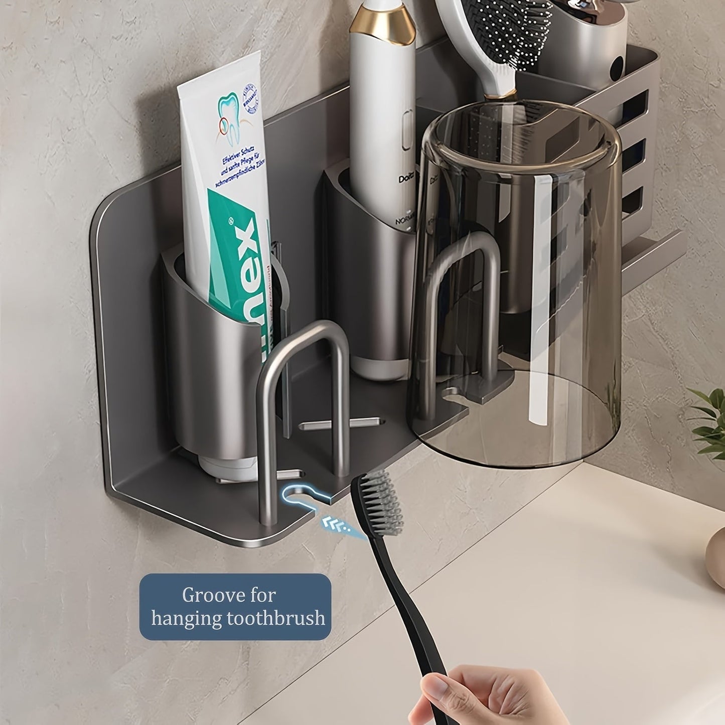 Closora | BristleHub Wall-Mounted Electric Toothbrush Holder – Aluminum Bathroom Organizer with Drainage Holes