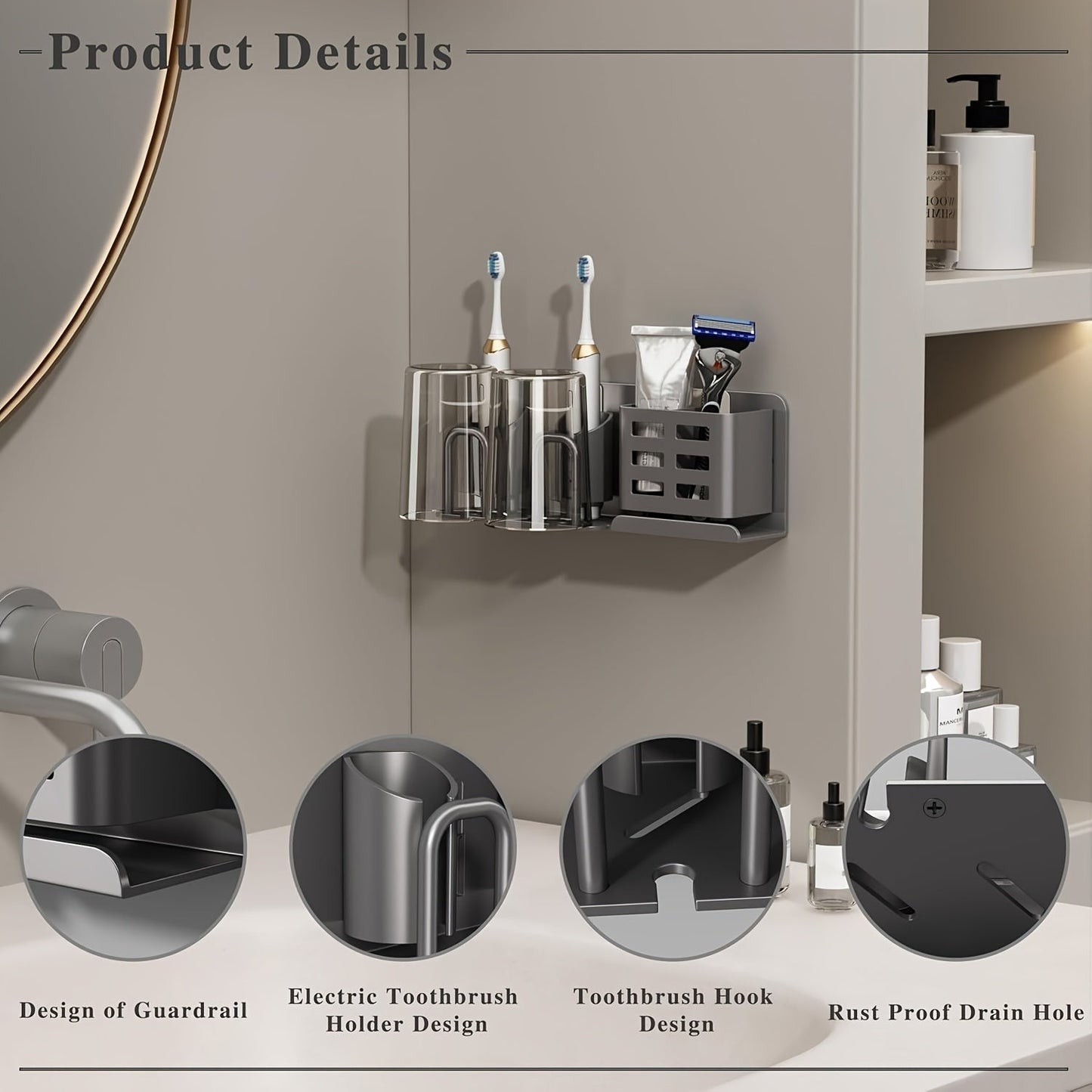 Closora | BristleHub Wall-Mounted Electric Toothbrush Holder – Aluminum Bathroom Organizer with Drainage Holes