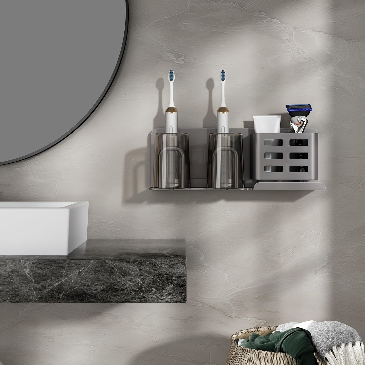 Closora | BristleHub Wall-Mounted Electric Toothbrush Holder – Aluminum Bathroom Organizer with Drainage Holes