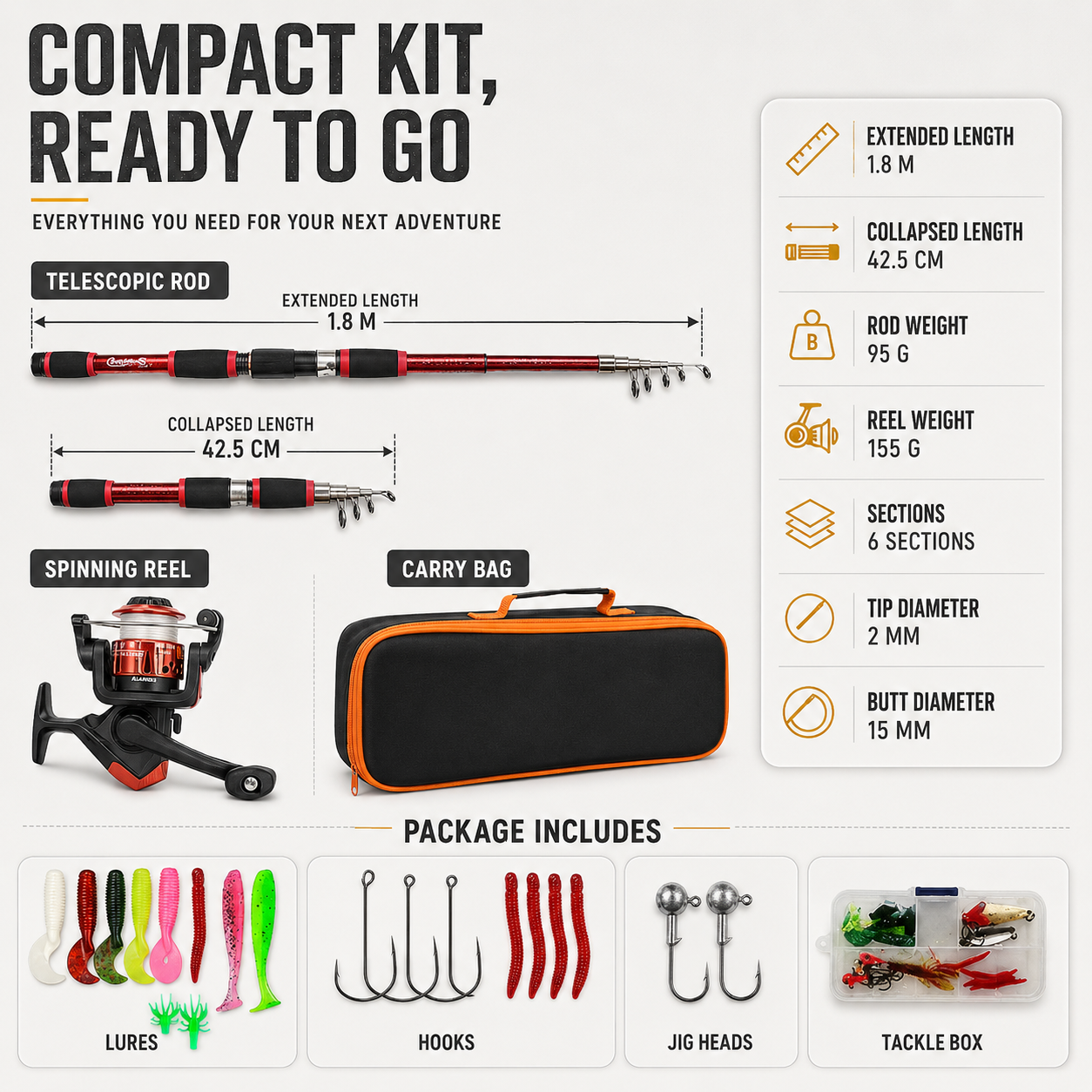 Closora | Castaway Telescopic Travel Fishing Rod Set