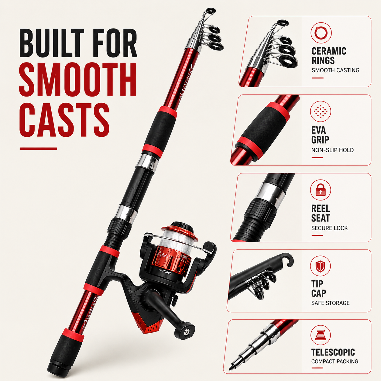 Closora | Castaway Telescopic Travel Fishing Rod Set