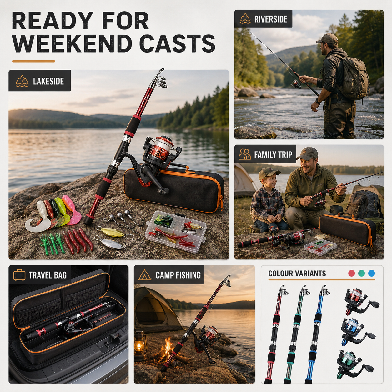 Closora | Castaway Telescopic Travel Fishing Rod Set