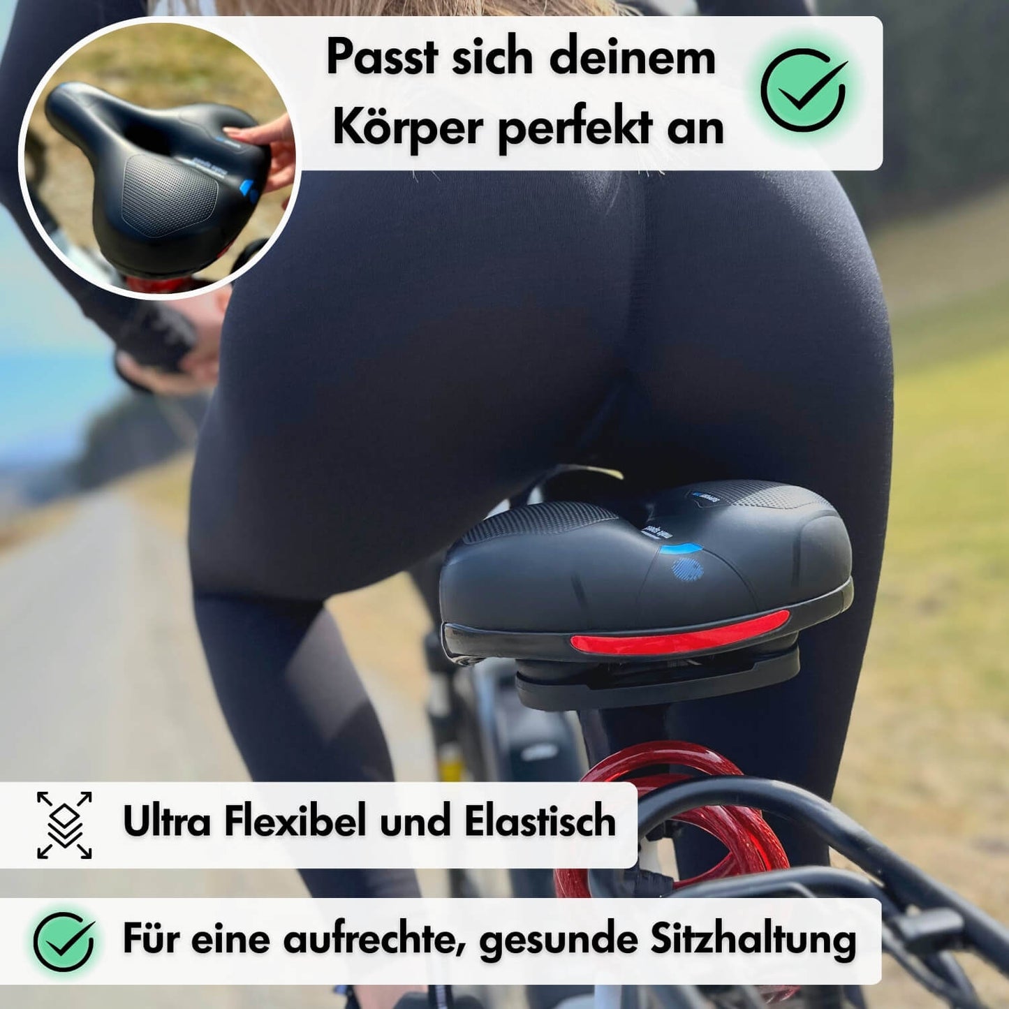 Closora | CloudComfort Pro Bicycle Seat | Pressure-Relieving Memory Foam | Black