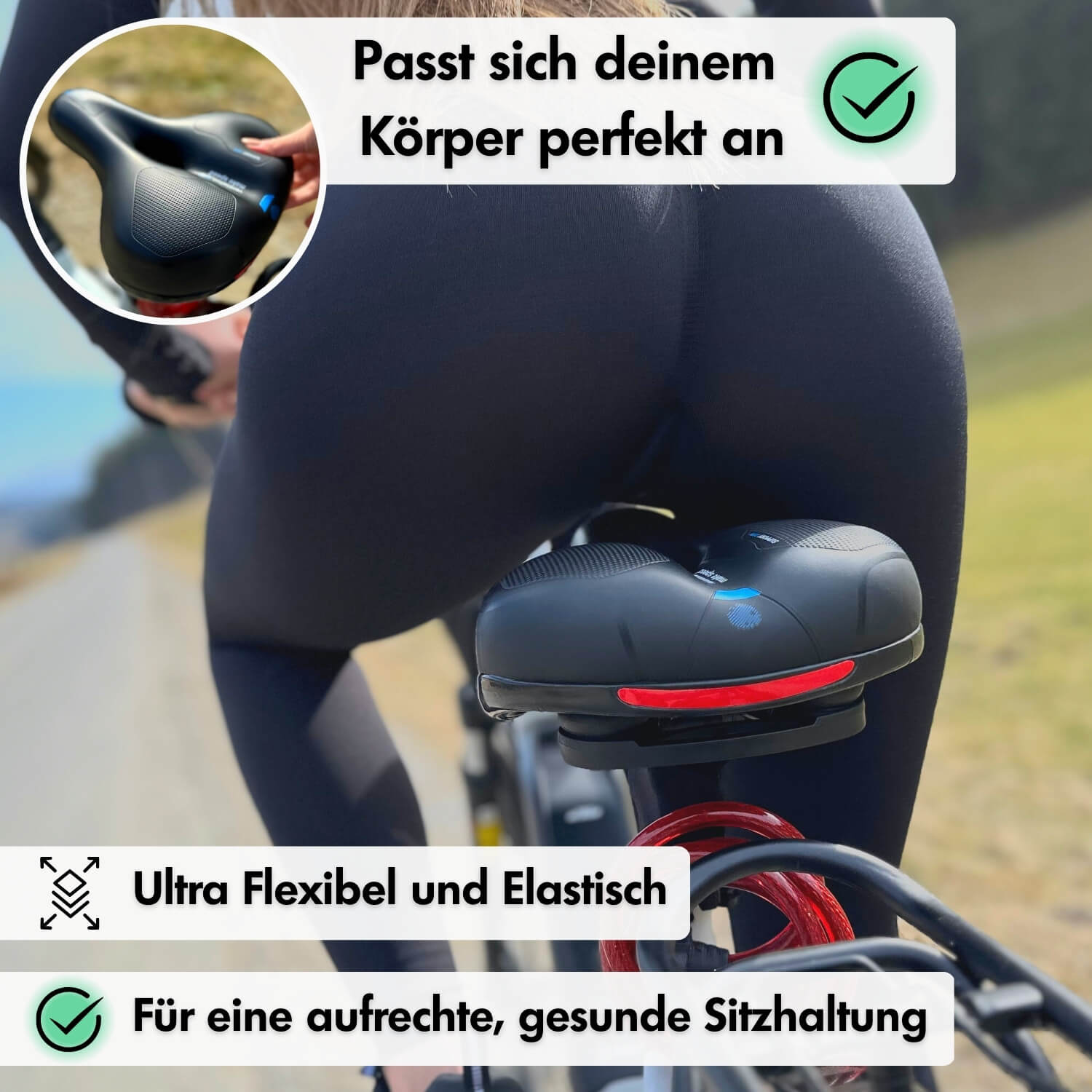 Closora | CloudComfort Pro Bicycle Seat | Pressure-Relieving Memory Foam | Black