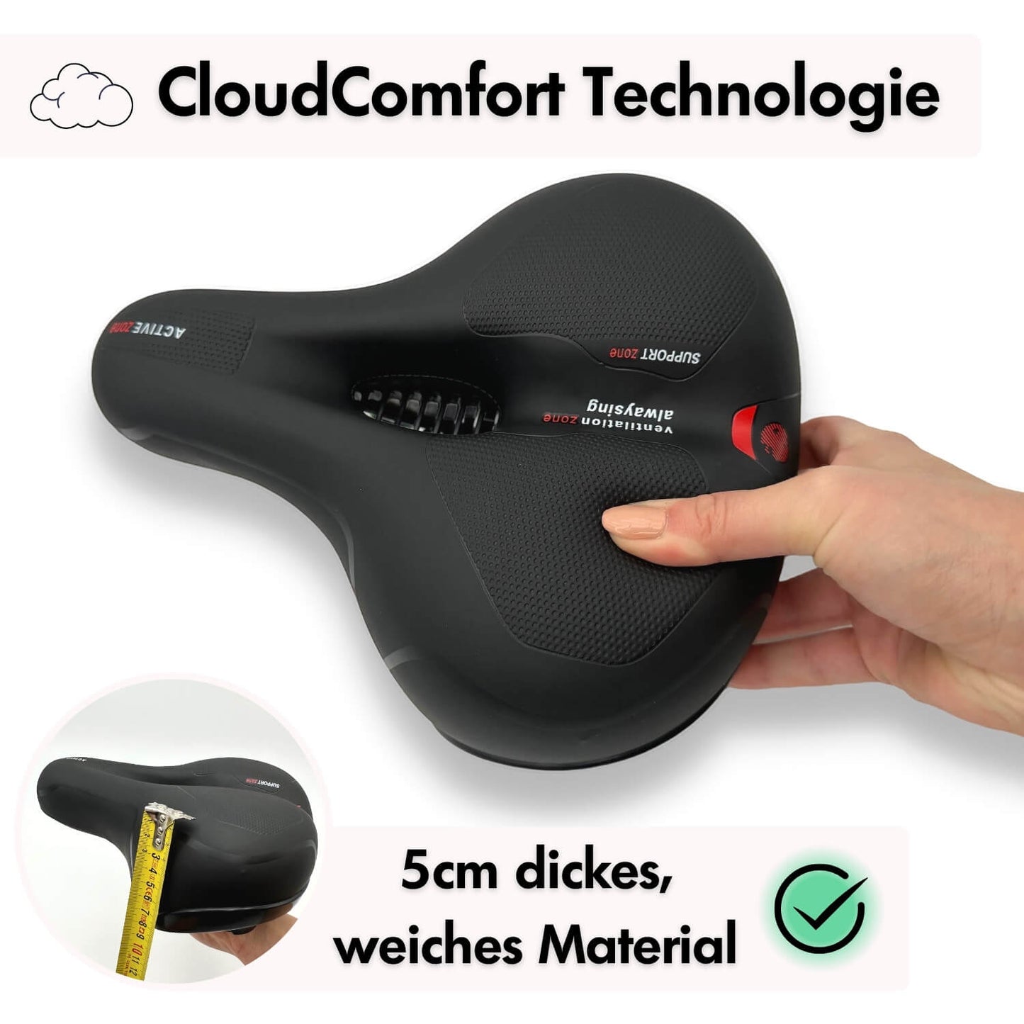 Closora | CloudComfort Pro Bicycle Seat | Pressure-Relieving Memory Foam | Black