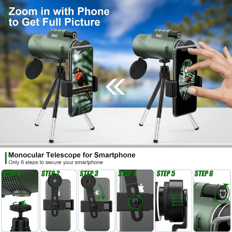 Closora | Compact 600x Ultra-Zoom Monocular | HD Lens, Lightweight & Perfect for Hiking, Birdwatching, and Sports Events