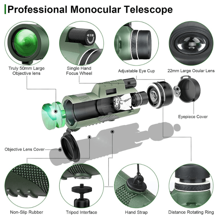 Closora | Compact 600x Ultra-Zoom Monocular | HD Lens, Lightweight & Perfect for Hiking, Birdwatching, and Sports Events
