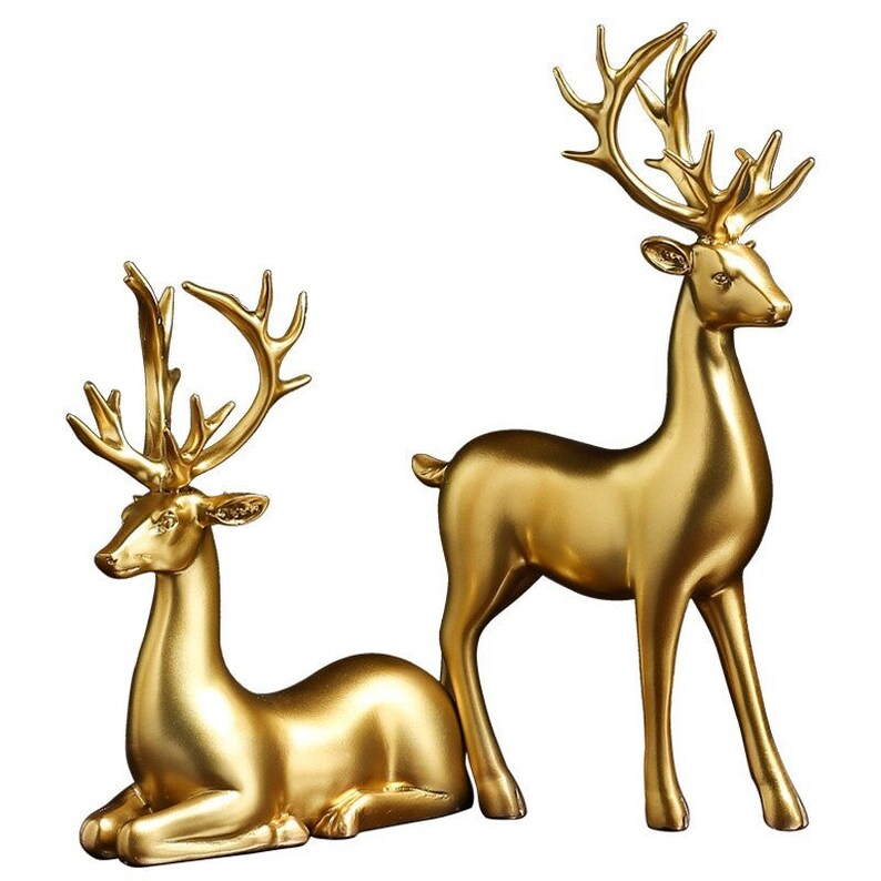 Closora | Golden Couple Deer Figurines