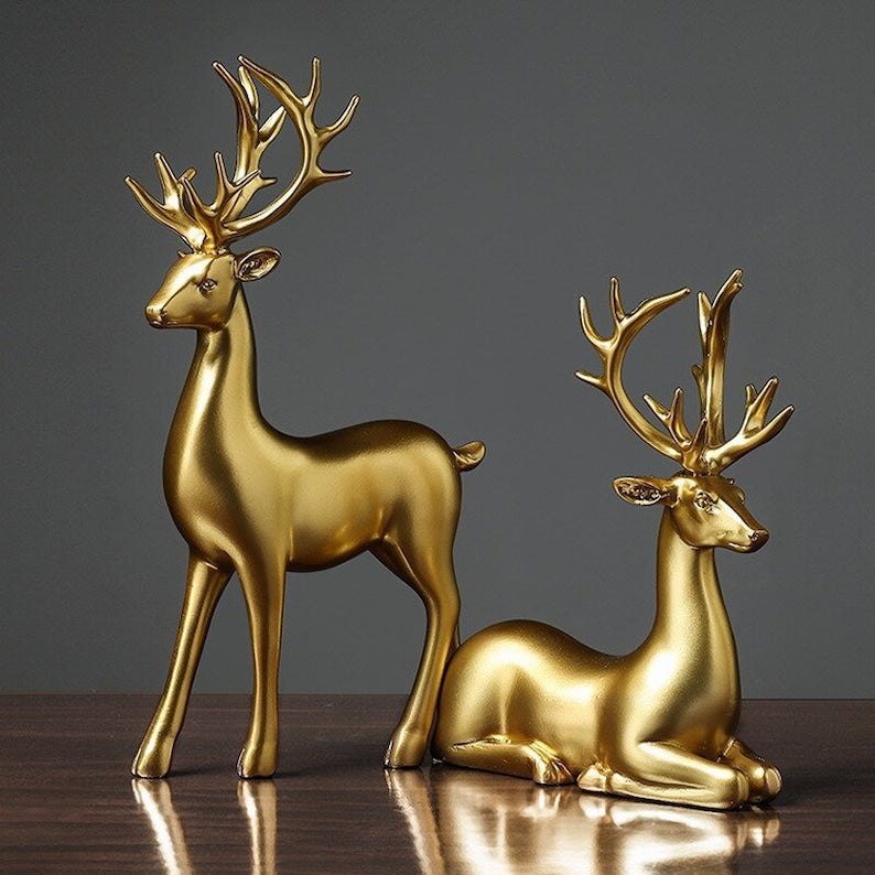 Closora | Golden Couple Deer Figurines