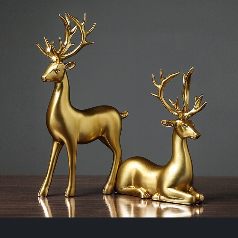 Closora | Golden Couple Deer Figurines