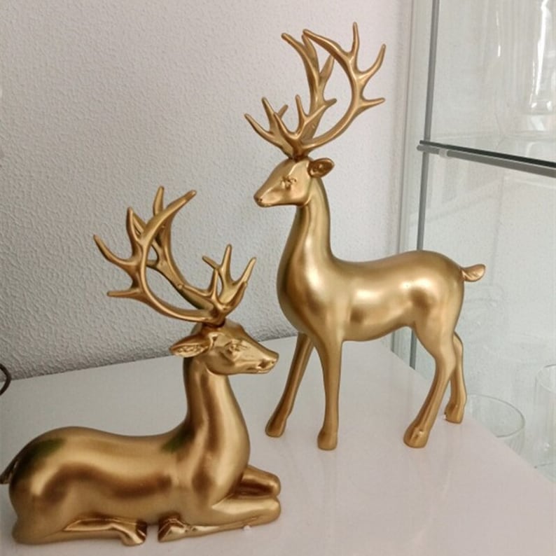 Closora | Golden Couple Deer Figurines