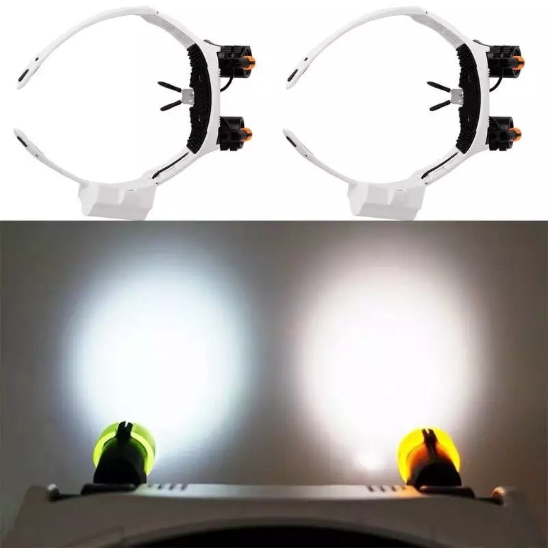 Closora | Jeweler Headband Magnifying Glass 8 Lens LED Light Glasses