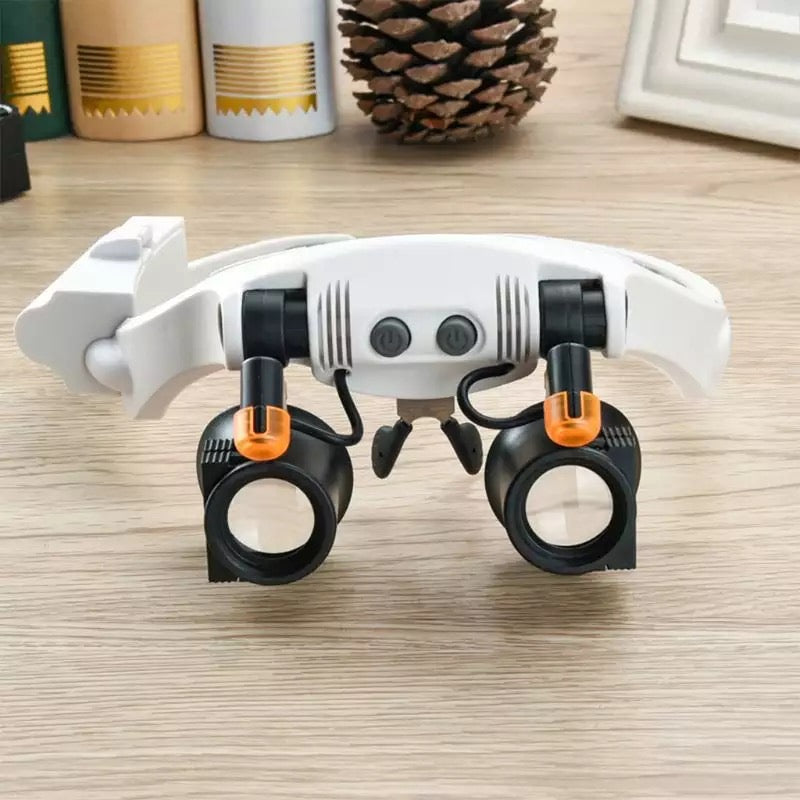 Closora | Jeweler Headband Magnifying Glass 8 Lens LED Light Glasses
