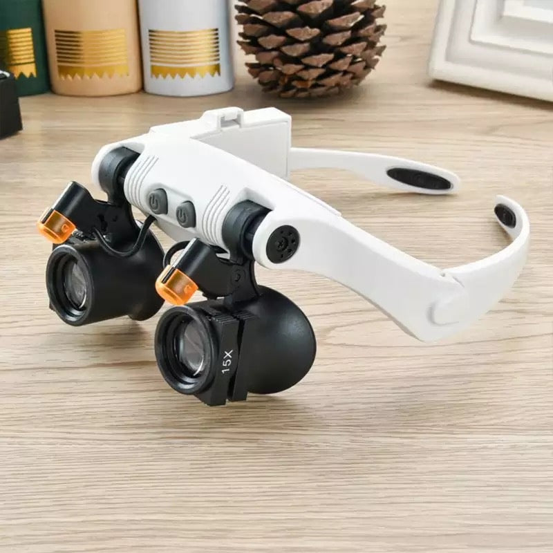 Closora | Jeweler Headband Magnifying Glass 8 Lens LED Light Glasses