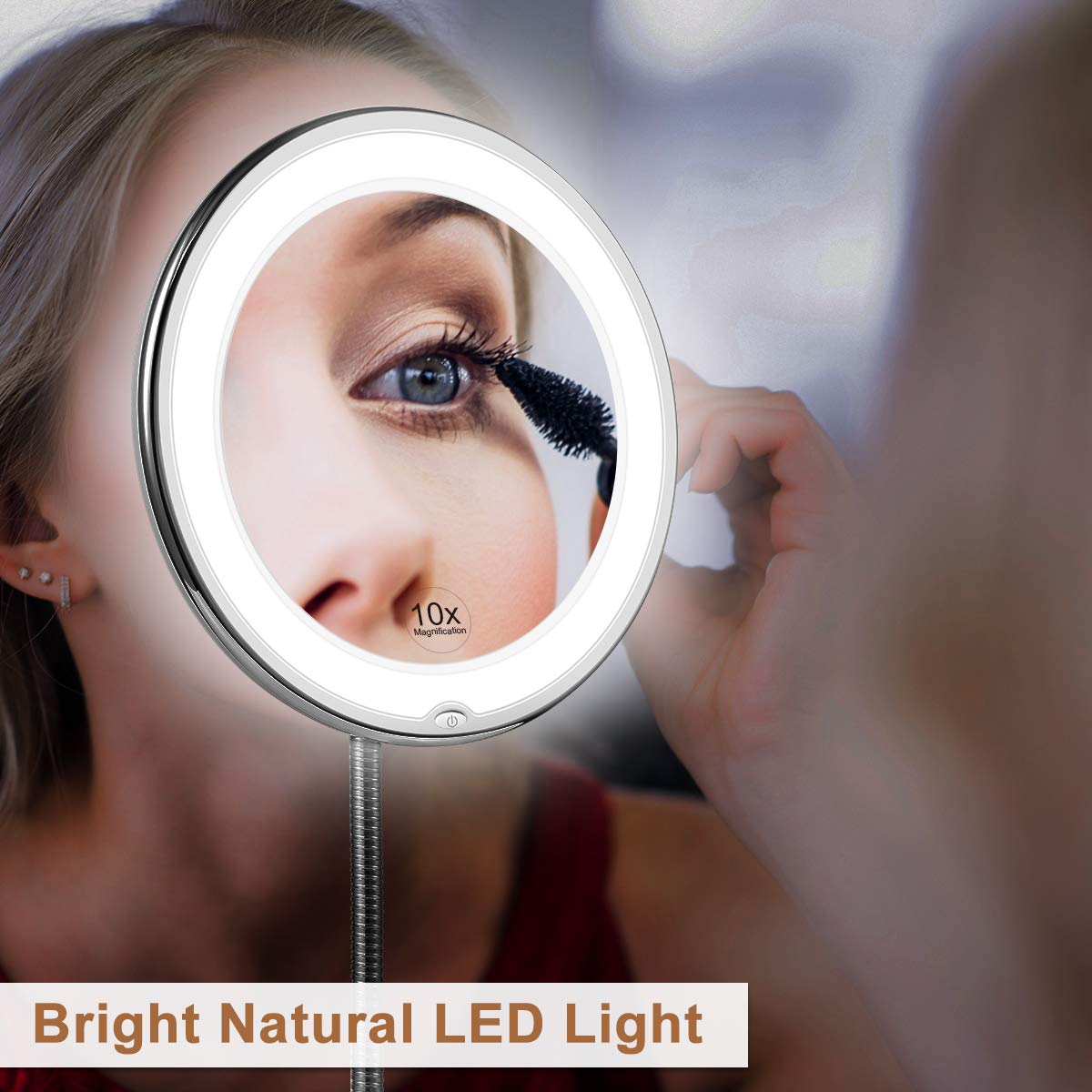 Closora LED Magnifying Mirror with Flexible Gooseneck | 10x Magnification | Daylight LED | Cosmetic Mirror