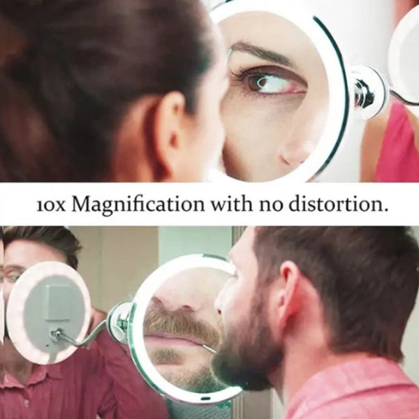 Closora LED Magnifying Mirror with Flexible Gooseneck | 10x Magnification | Daylight LED | Cosmetic Mirror