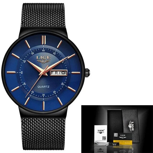 Closora | Luxury Men’s Ultra-Thin Waterproof Stainless Steel Quartz Watch – Elegant Date Display Sports Wristwatch
