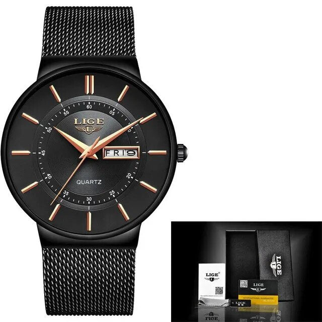 Closora | Luxury Men’s Ultra-Thin Waterproof Stainless Steel Quartz Watch – Elegant Date Display Sports Wristwatch