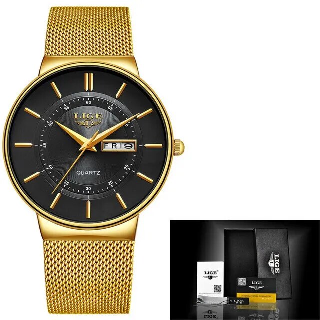 Closora | Luxury Men’s Ultra-Thin Waterproof Stainless Steel Quartz Watch – Elegant Date Display Sports Wristwatch