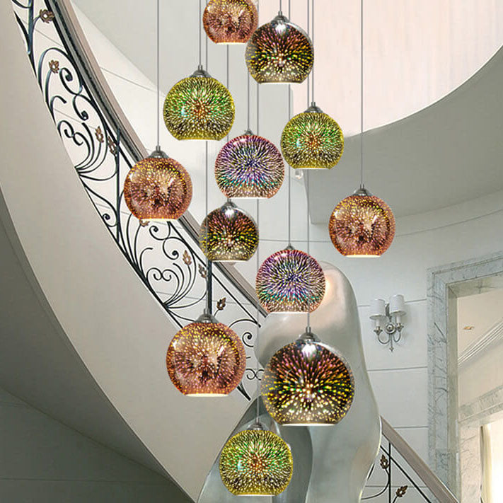 Closora | Modern Creative 3D Colorful Firework Glass 1-Light Dome Pendant Lamp
