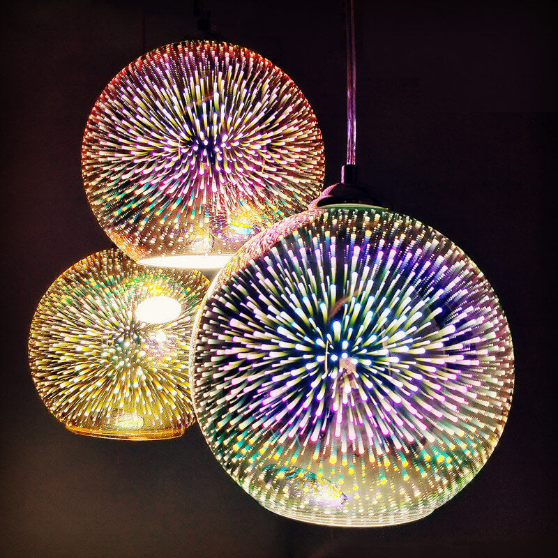 Closora | Modern Creative 3D Colorful Firework Glass 1-Light Dome Pendant Lamp