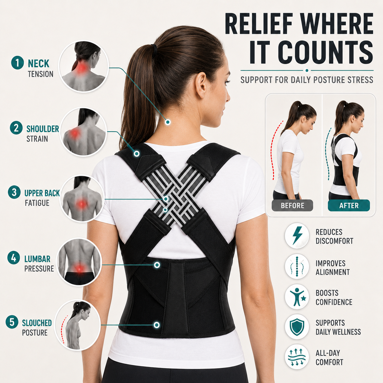 Closora | Postuvera Adjustable Posture Support Brace