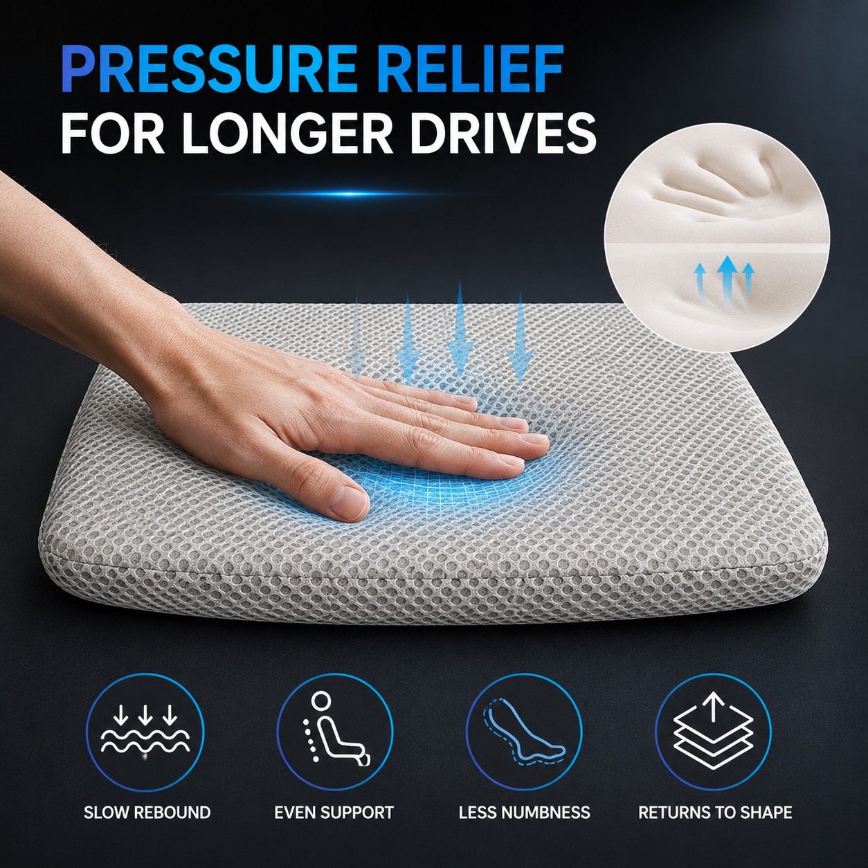 Closora | RideLift Breathable Honeycomb Seat Cushion