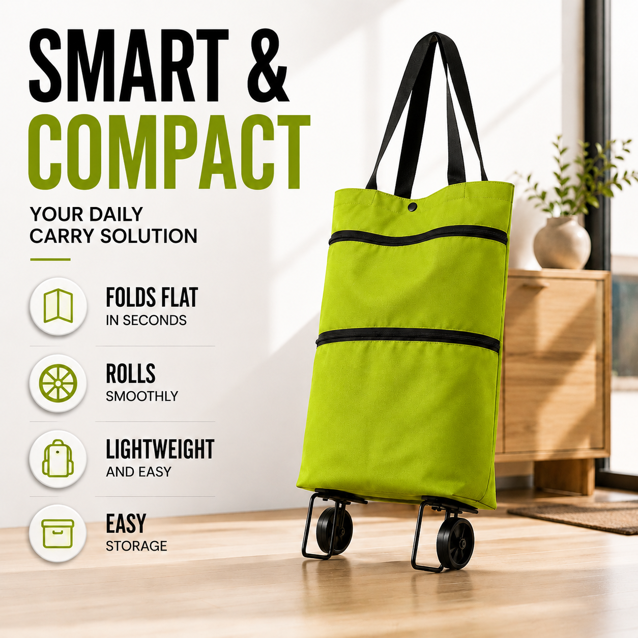 Closora | Rollpack Foldable Wheeled Shopping Hand Cart