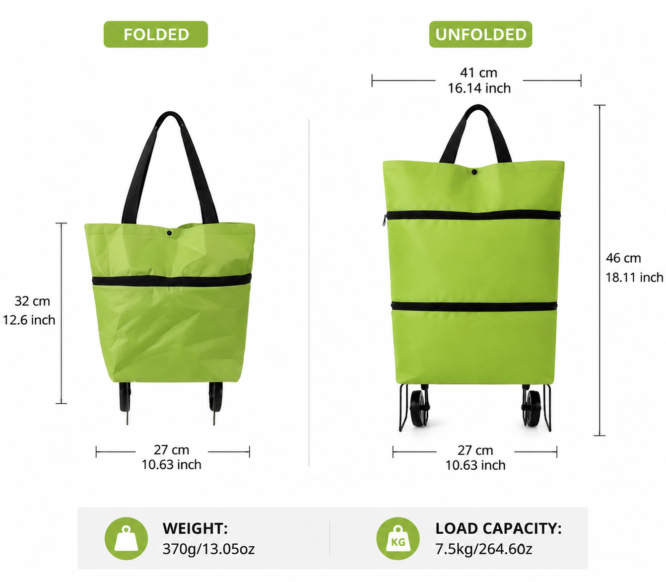 Closora | Rollpack Foldable Wheeled Shopping Hand Cart