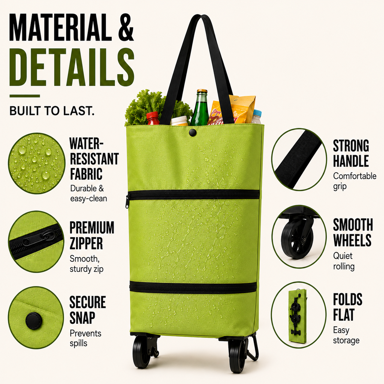Closora | Rollpack Foldable Wheeled Shopping Hand Cart