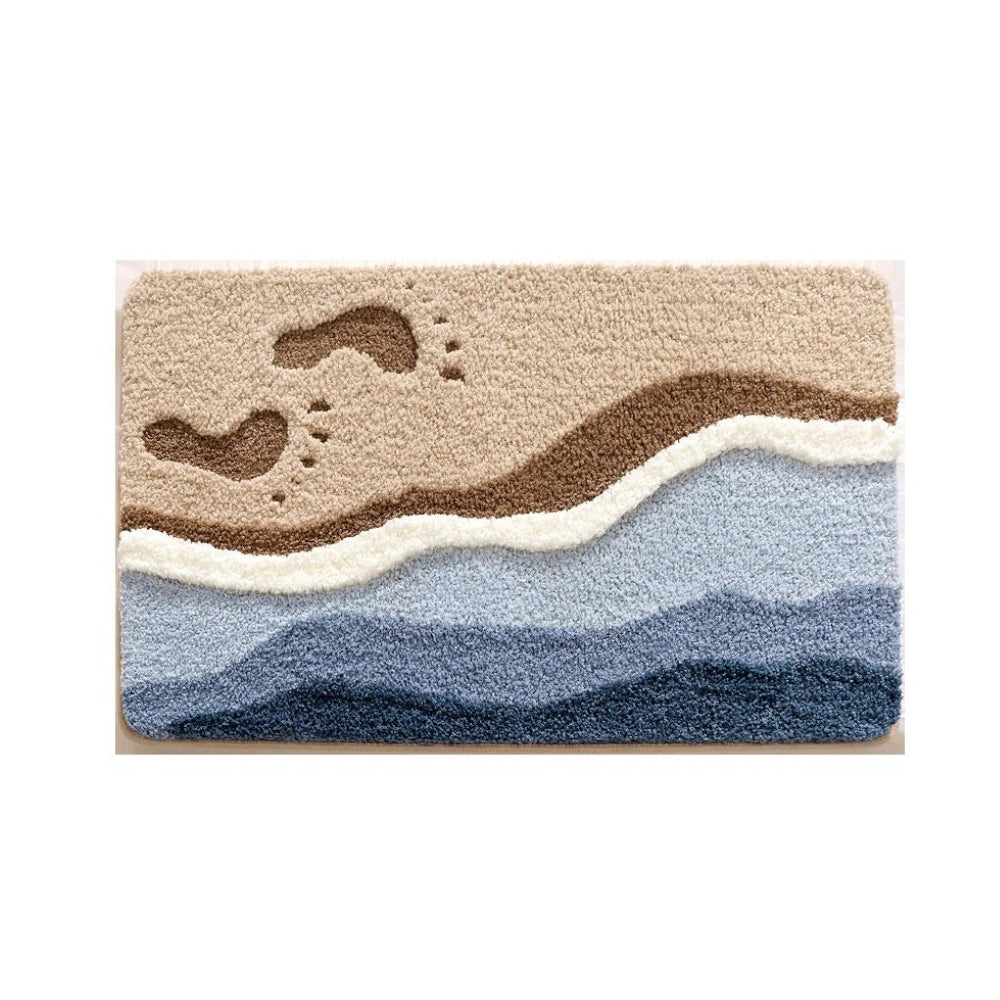 Closora | Seaside Footprint Pattern Bath Mat