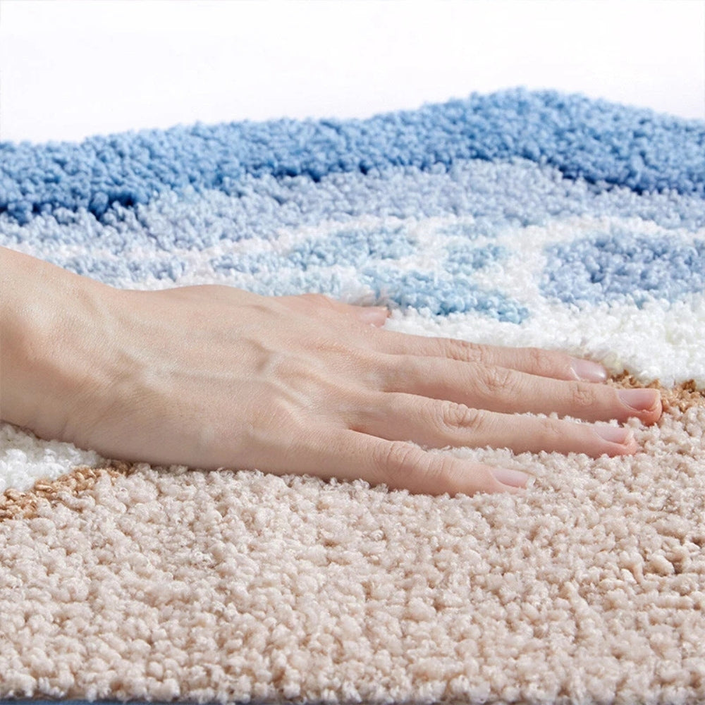 Closora | Seaside Footprint Pattern Bath Mat