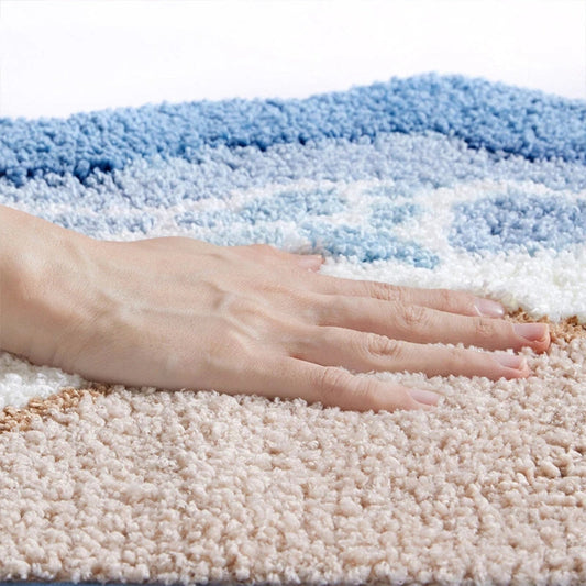 Closora | Seaside Footprint Pattern Bath Mat