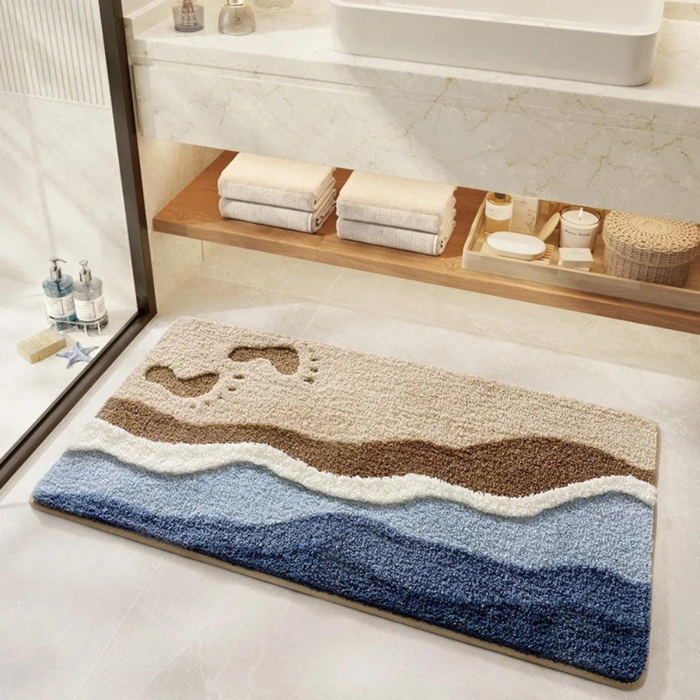 Closora | Seaside Footprint Pattern Bath Mat